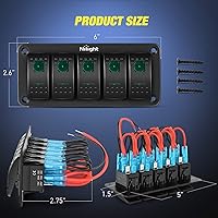 Vista 2 de Nilight Panel de interruptor basculante de 5 bandas, 5 pines de encendido y apagado, soporte de aluminio de 12 V, 24 V, interruptores