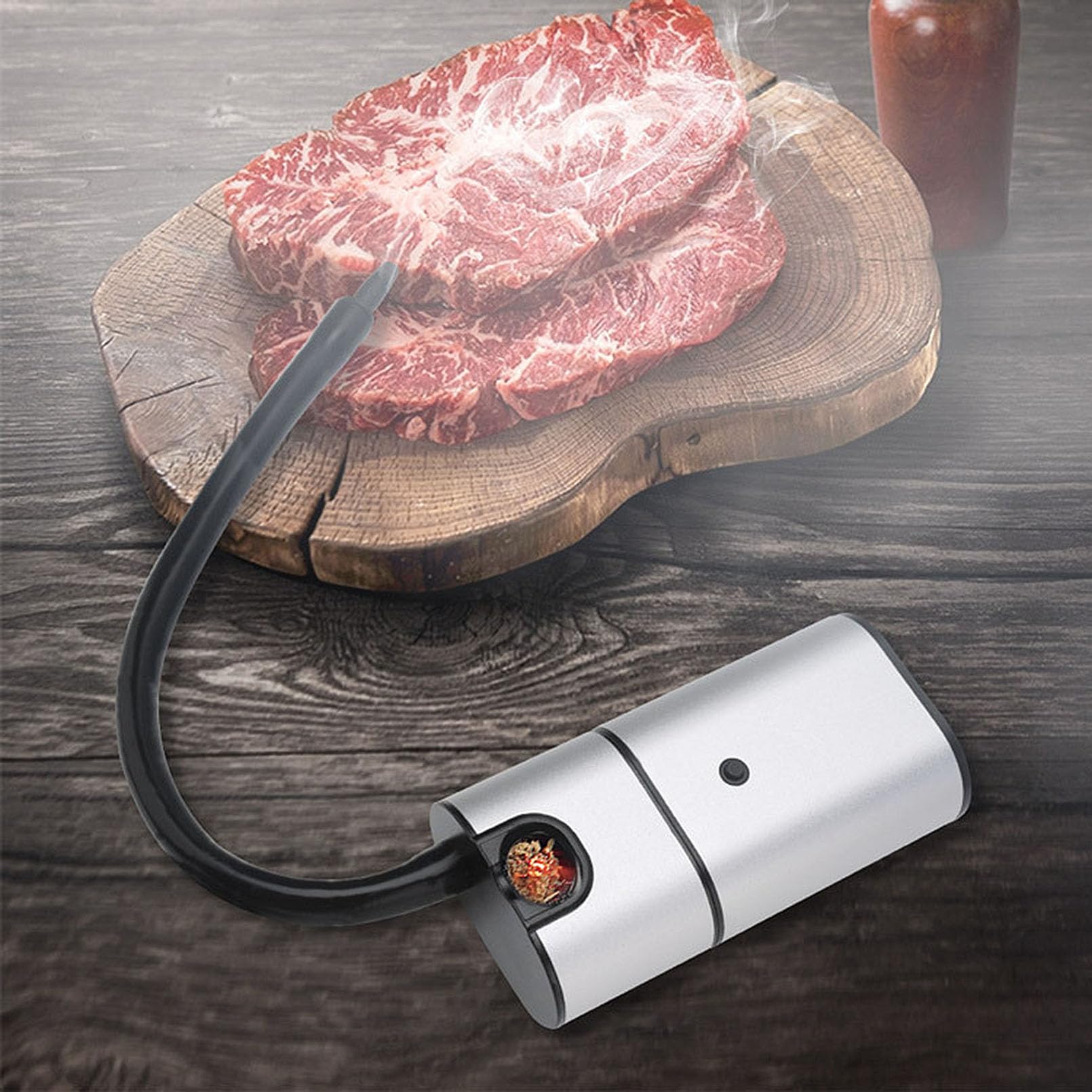 Cocktail Smoker Mini Infusor de Humo para Carne, Comida, Bebidas, Barbacoa Pistola Ahumadora Portátil Fría de Mano para Interiores con Tapa de Cúpula