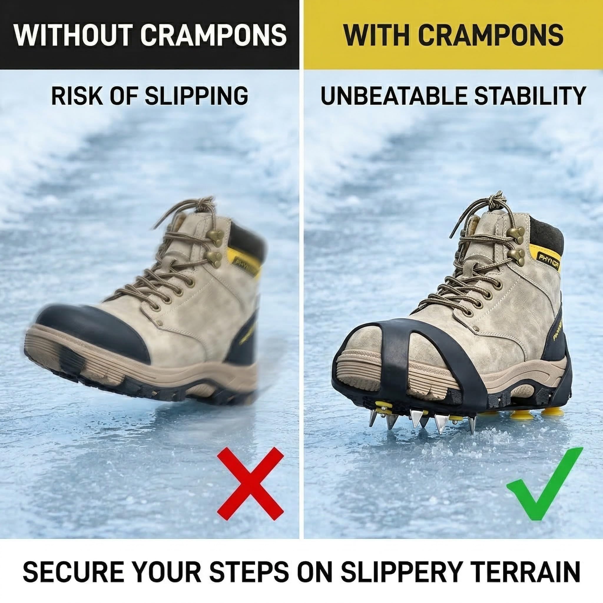 1 Pezzi Ramponi da Ghiaccio Antiscivolo, Ramponi per Scarponi, Uomo e donna, Comprende 20 ramponcini antiscivolo di ricambio per scarpe, ideali per alpinismo, turismo, pesca e neve
