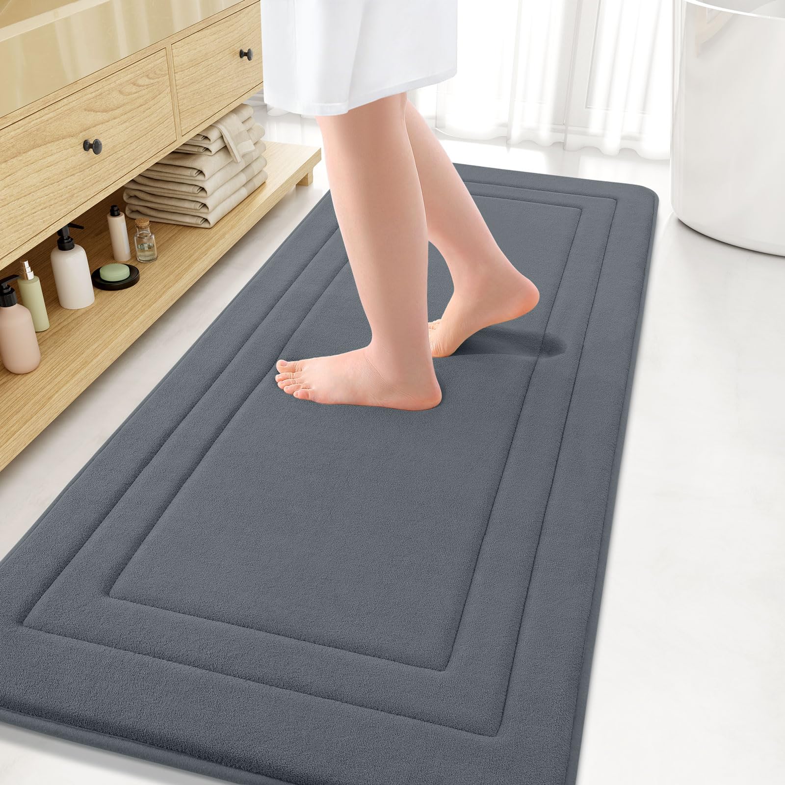 Arotive Memory Foam Bathroom Rug Mat 59x24, Ultra Soft and Absorbent Bath Mat, Machine Wash Dry, Comfortable Bath Rug Carpet for Bathroom Floor, Tub