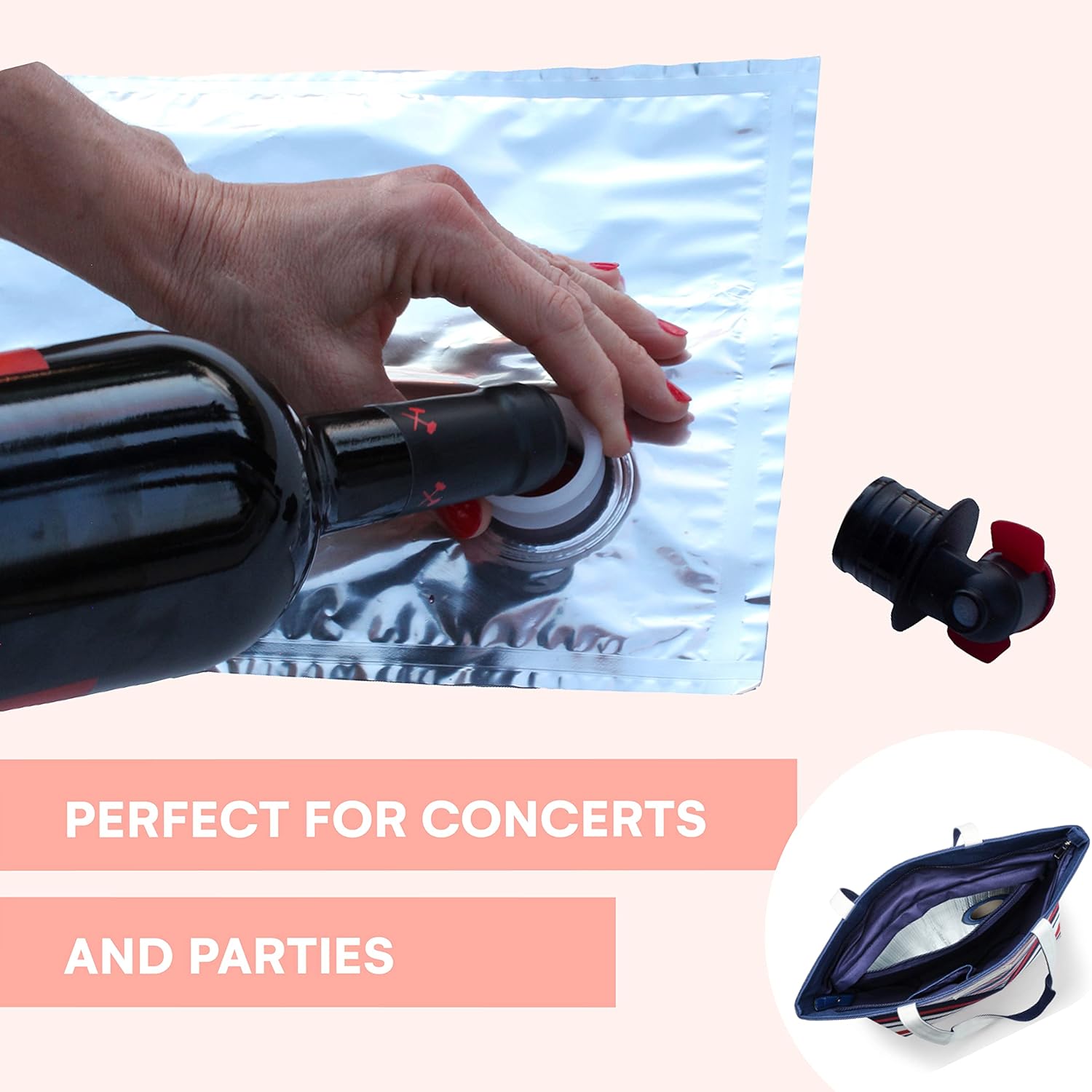 PortoVino City トートバッグ - キャンバスワインパース 隠し断熱コンパートメントとディスペンサーフラスコ付き ワイン