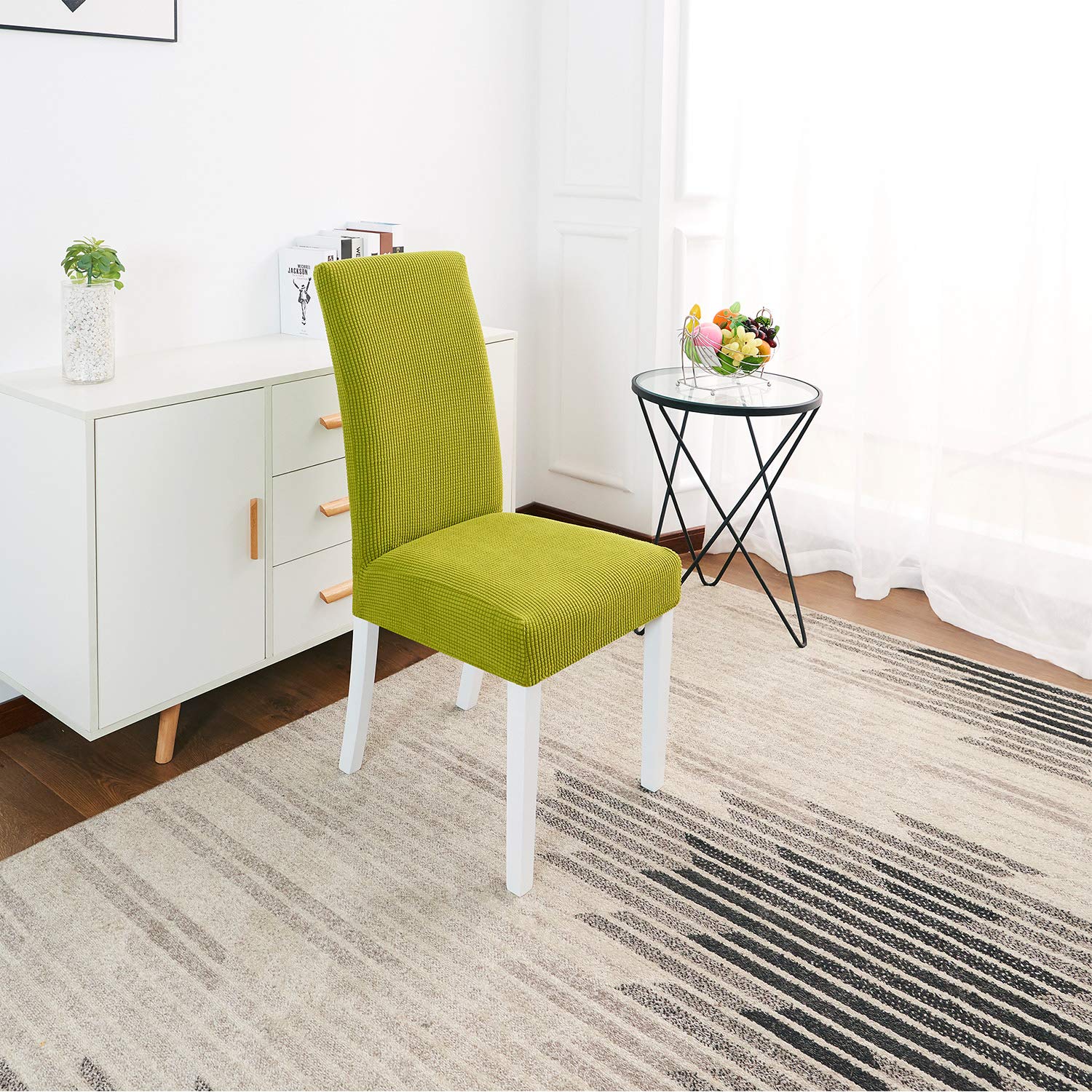 PETCUTE Coprisedia con Schienale coprisedie Elasticizzati Copri Sedia Cucina Copri sedie Sala da Pranzo Banchetto Verde 6 Pezzi