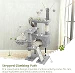Gitelsnour Cat Tree, Cat Tower for Indoor Cats with Scratching Post for Small Cats and Kittens, Cat House with Removable Top Platform and Fluffy Balls, Hanging Cat Basket, Light Gray GCT006SW