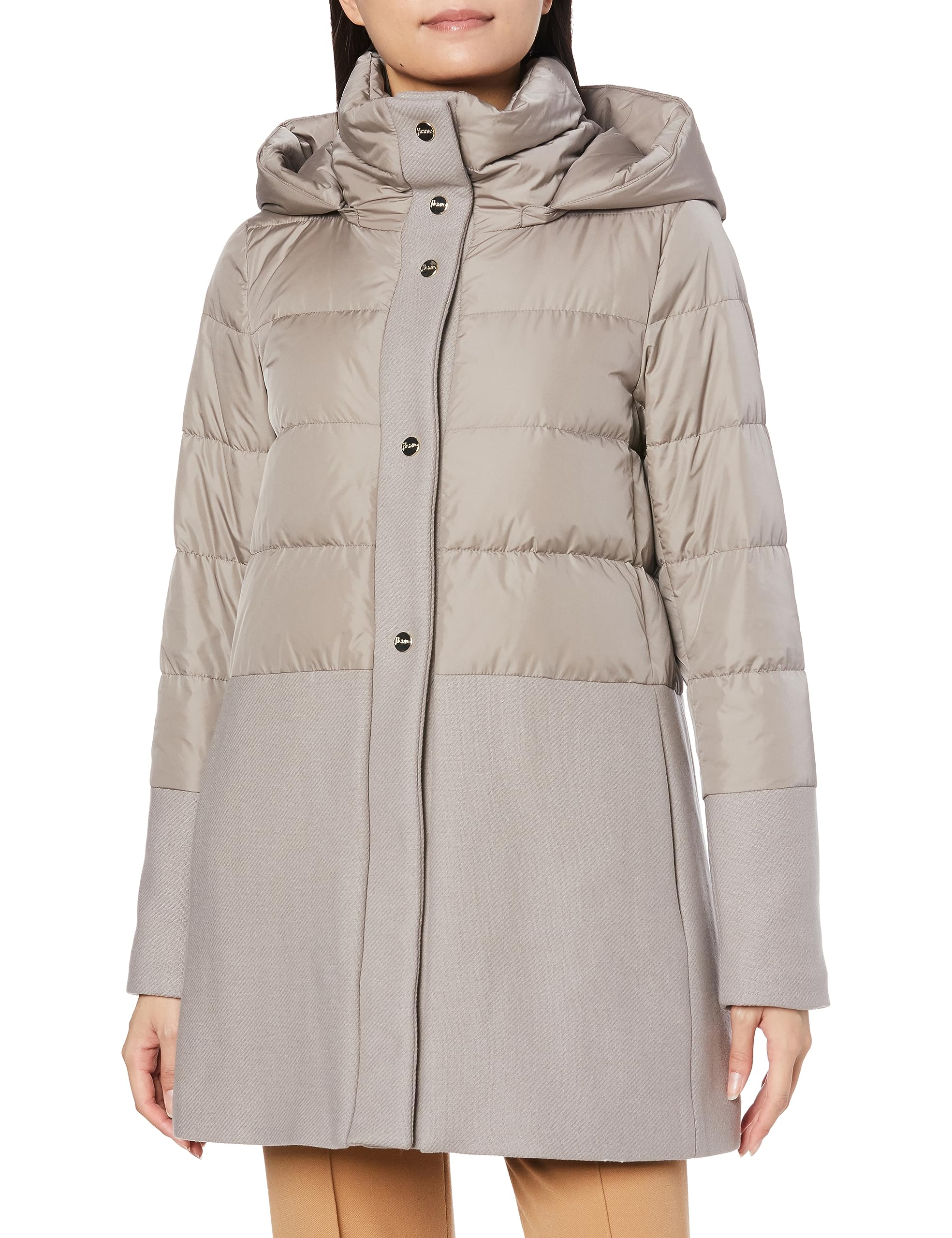 HERNO HERNO(ヘルノ) COAT【公式・定番】エコウール×軽量ナイロン(ツヤ無し)取り外し可能フード付 ハイブリッドダウンコートレディース
