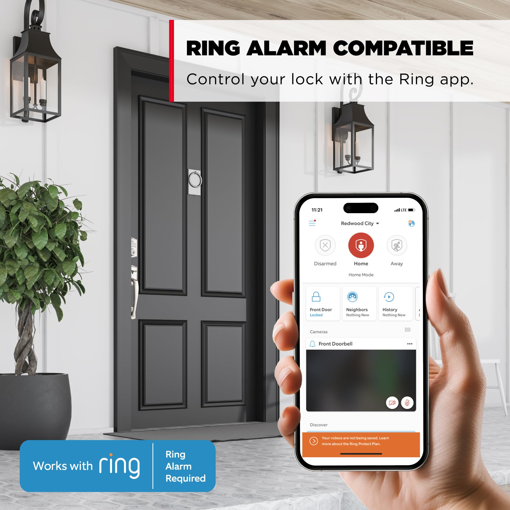 Kwikset HomeConnect 620 Z-Wave Serrure intelligente à clavier longue portée Entrée sans clé pratique Codes utilisateur personnalisables Compatible avec alarme Ring Alarm Hub requis Vendu séparément