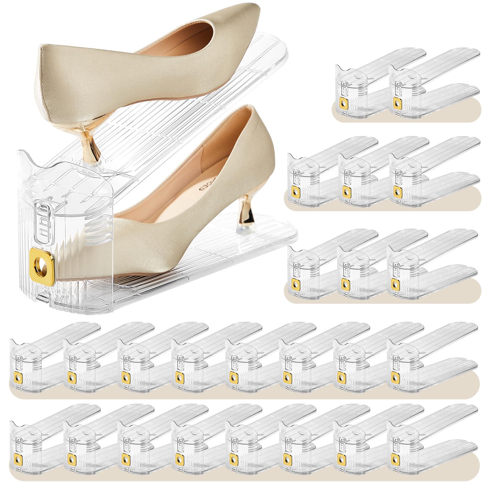 Photo 1 of MOVDEET 30 Pack Shoe Slots Organizer for Closet, Adjustable Shoe Stackers for a Pair of Shoes Shoe Rack Storage Shoe Space Saver 50% Shoe Shelf Display Holder for Closet