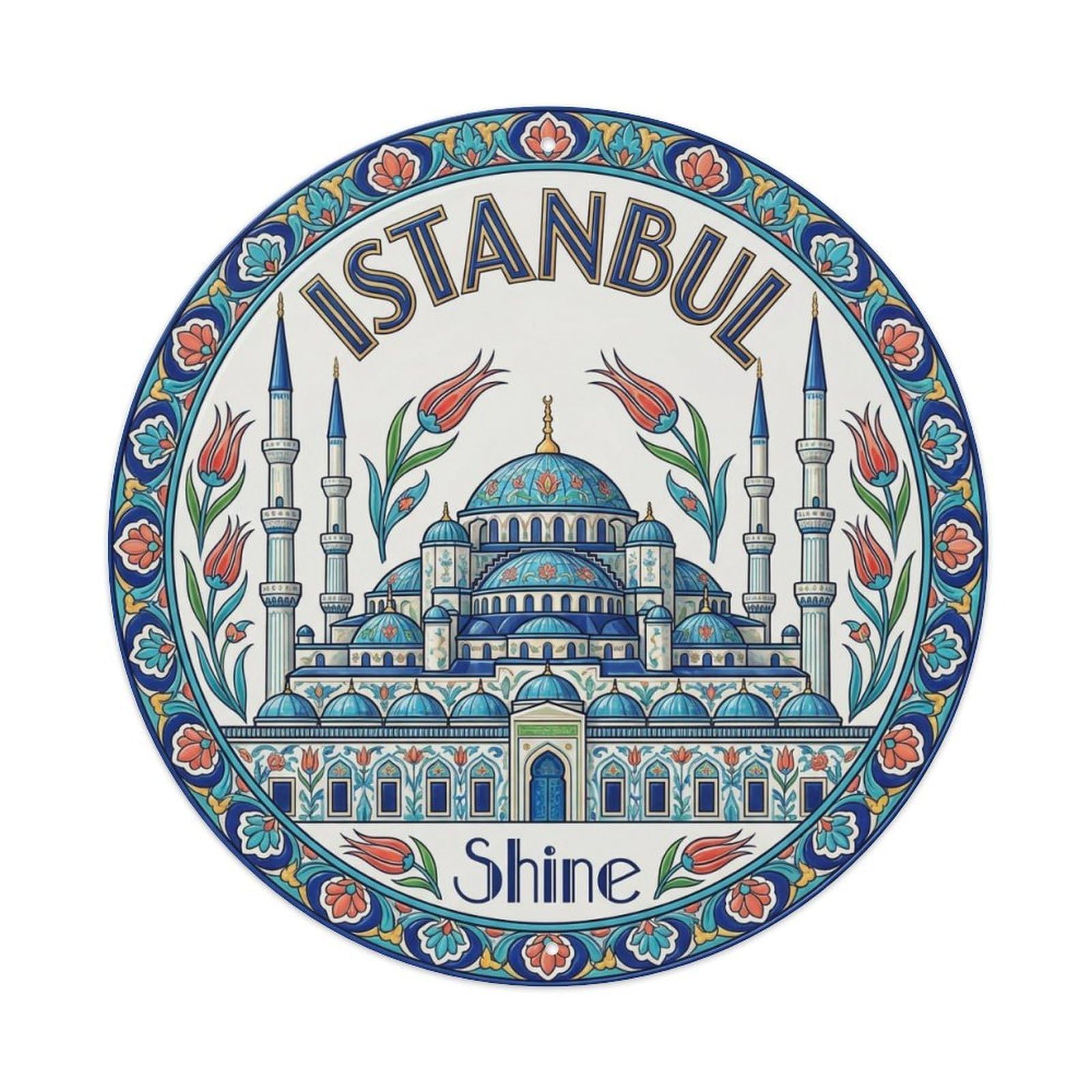 Vintage Travel Istanbul Turkey Shine Vintage Metal Tin Sign Plaque Wall Decor for Cafe, Club Bar, Office, Garden Metal Poster 8x8Inch