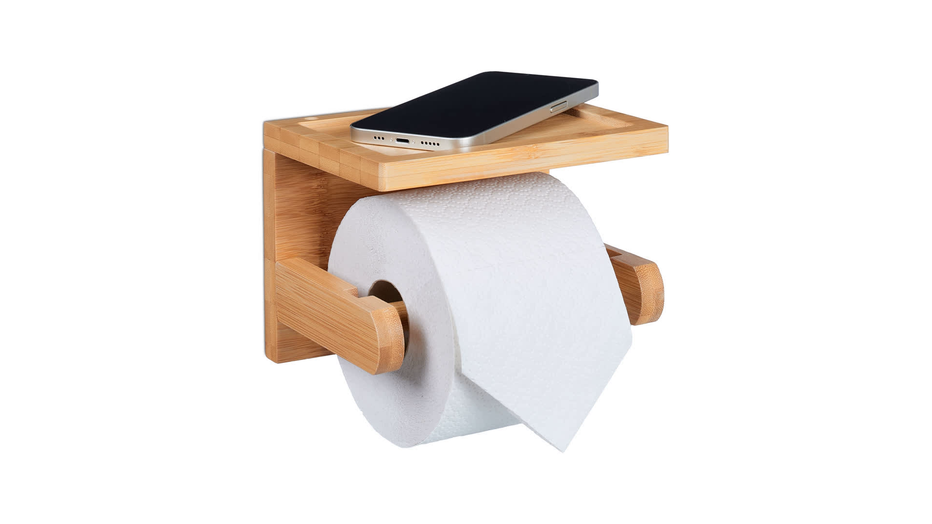 Schramm® Bambus Toilettenpapierhalter Mit Ablage – 12x16x10 Cm, Wandmontage, Nachhaltig