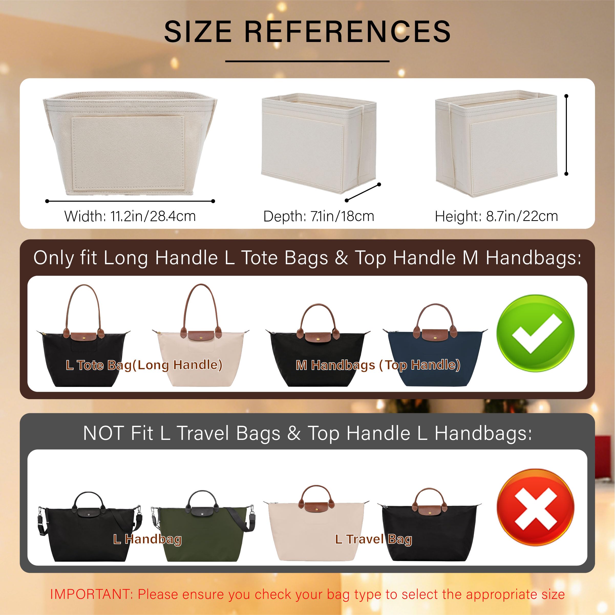 Wkład do organizera do torebki Longchamp-Le Pliage Original/zielony/Energy-L/beżowy