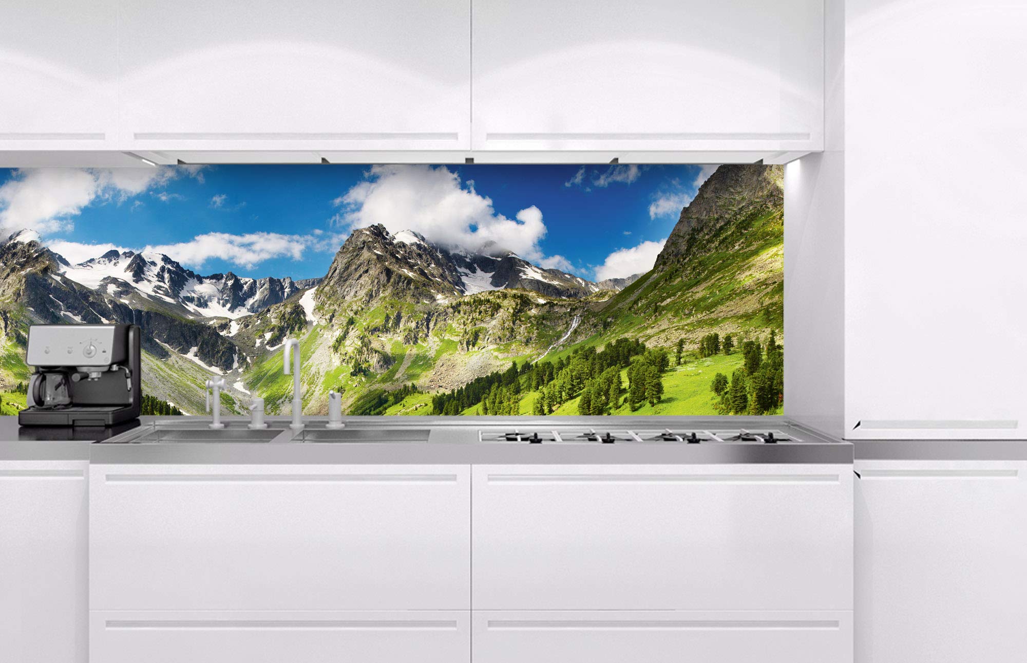 DIMEX LINE Paraschizzi Auto-Adesiva per la Cucina Montagne 180 x 60 cm | Resistente all’Acqua | QUALITA‘ Premium