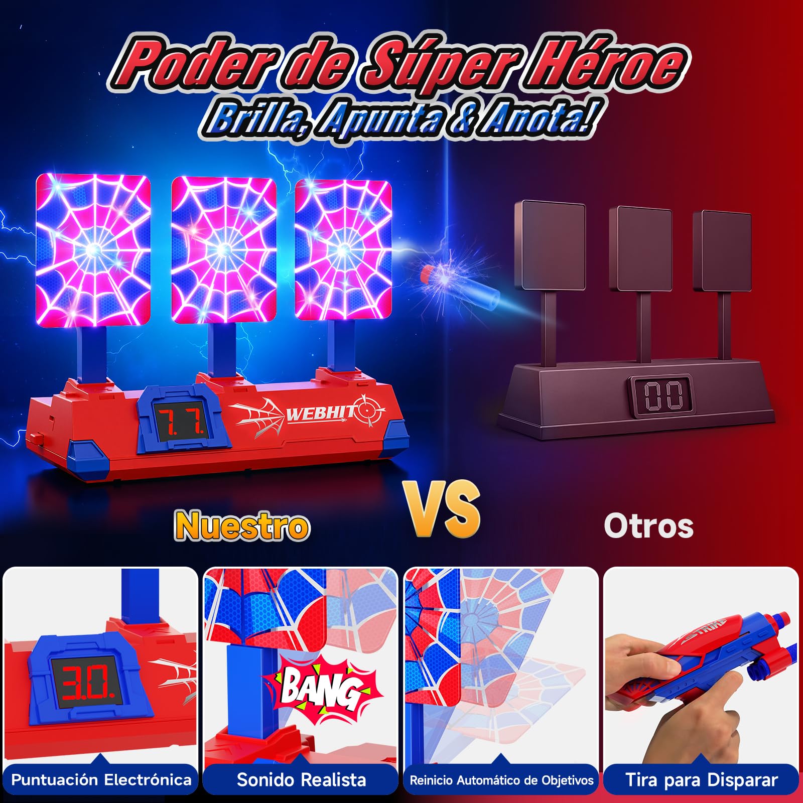 Mirthigig Diana Electronica con Pistola Luminosos Automático Reinicio, Juguete Niño 3-12 Años Juegos Exterior Jardin Niños 4 5 6 7 8 9 10 11 Años Regalo Niño 3-10 Años Regalos Cumpleaños Brinquedos