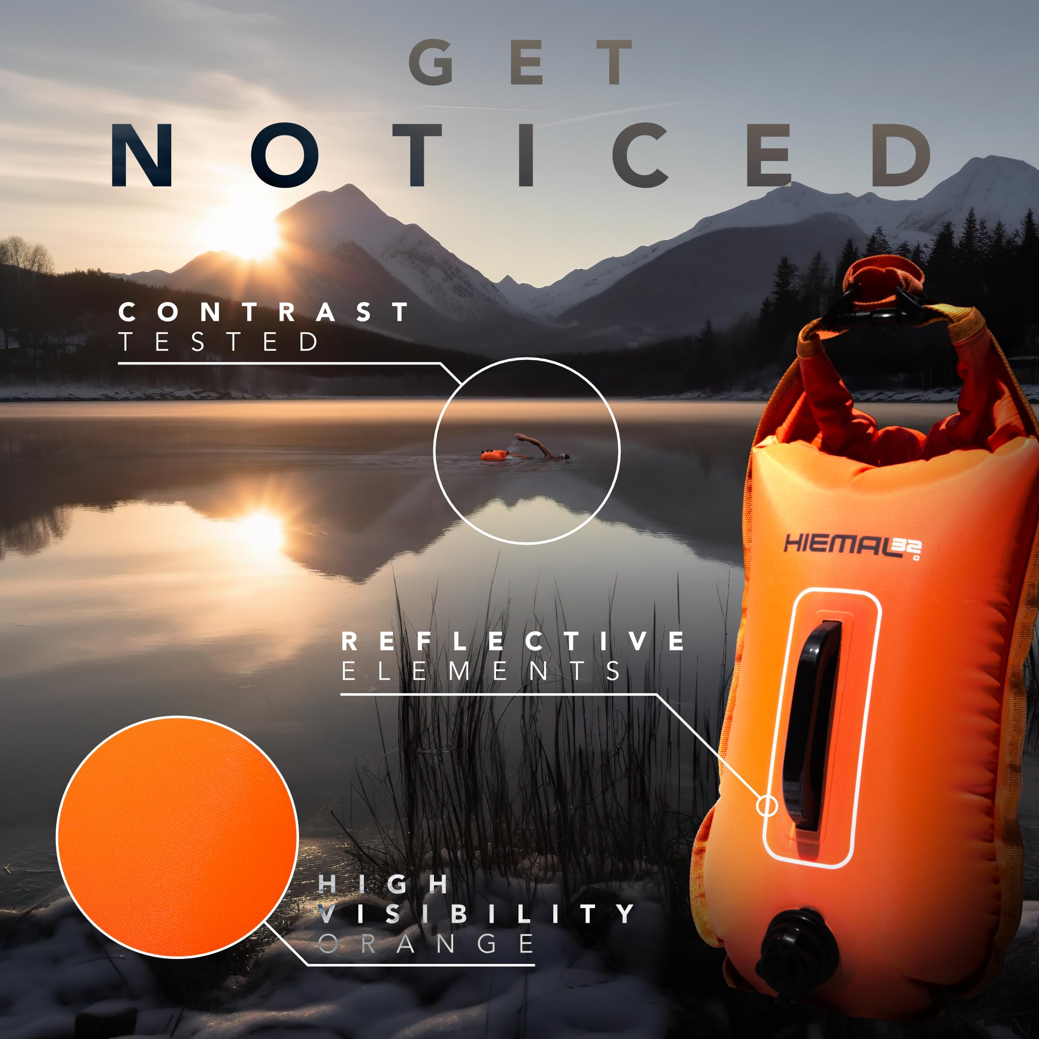HIEMAL32 Tow Float for Open Water Swimming, 15L Swim Buoy & Dry Bag for Adults - Image 3