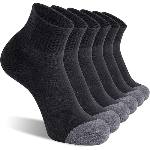 CS CELERSPORT 6 Pack Men's Ankle Socks with Cushion Athletic Running Socks