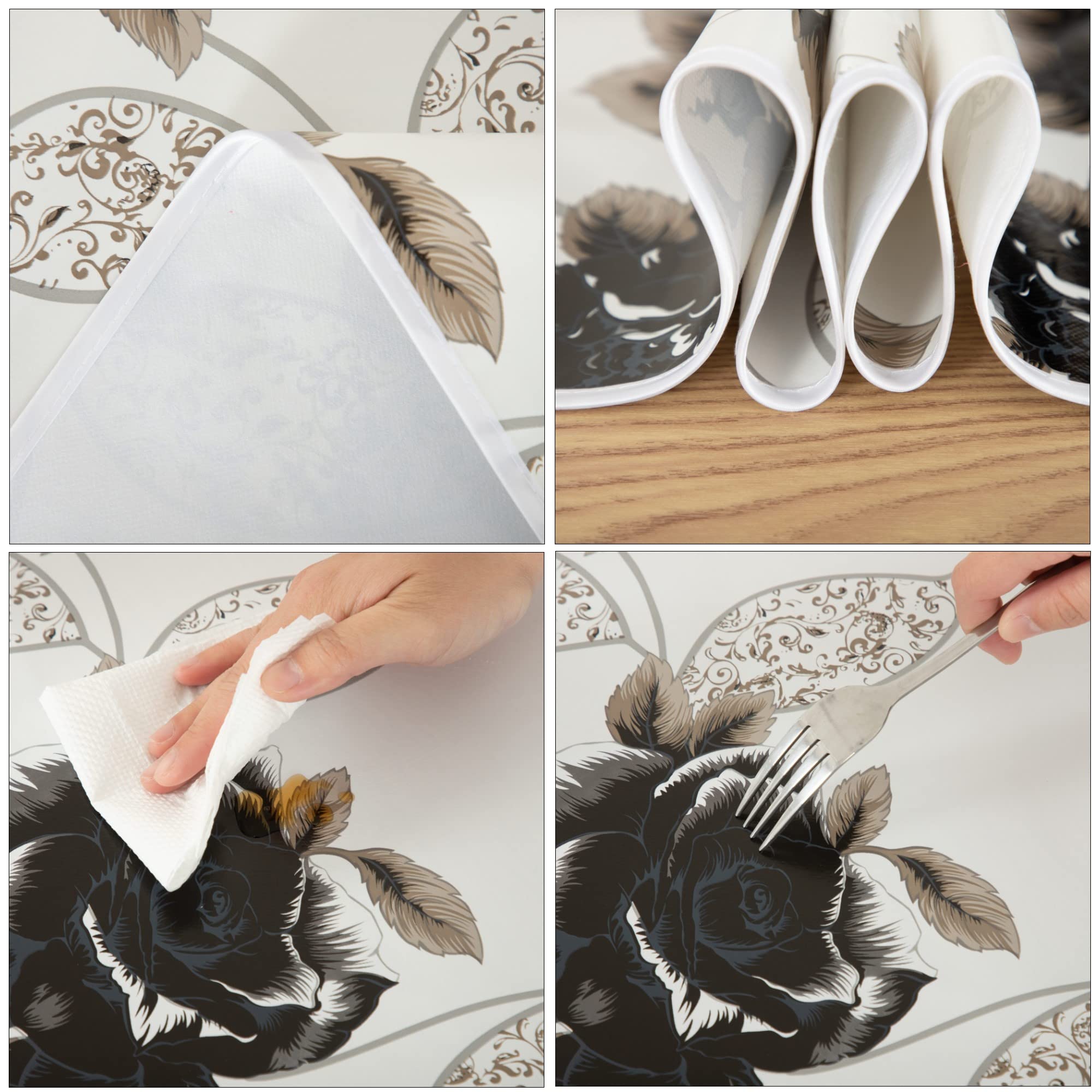 Wachstuchtischdecke Rechteckig - Abwaschbar, PVC, Rutschfest (Hellgrau, 110x140 Cm)