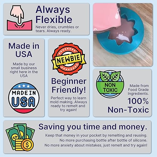 Miniatura 3 de Kit de fabricación de moldes de silicona Remeltable de 16 onzas. Más fácil que el molde de silicona. Reutilización 30x, sin mezcla, no tóxico,