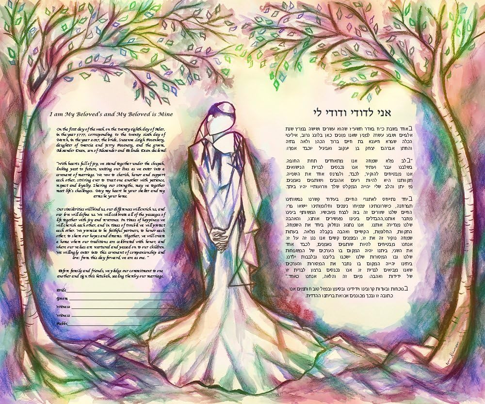 Mystical Forest Ketubah Jewish Marriage Document, Interfaith Ketubah Marriage Contract, Custom Ketubah, Personalized Handmade Ketubah