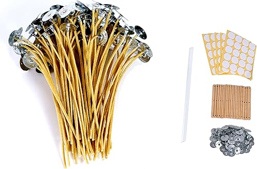 Mecha para velas, mechas preenceradas con cera de abejas 100%, mechas de vela de 8 pulgadas para hacer velas. (8 pulgadas)