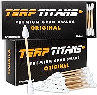 TerpTitans Original Bamboo Cotton Swabs: Dual Spiral & Pointed Tips, Lint-Free, 3x Absorbent, Extra Strong 200ct Box
