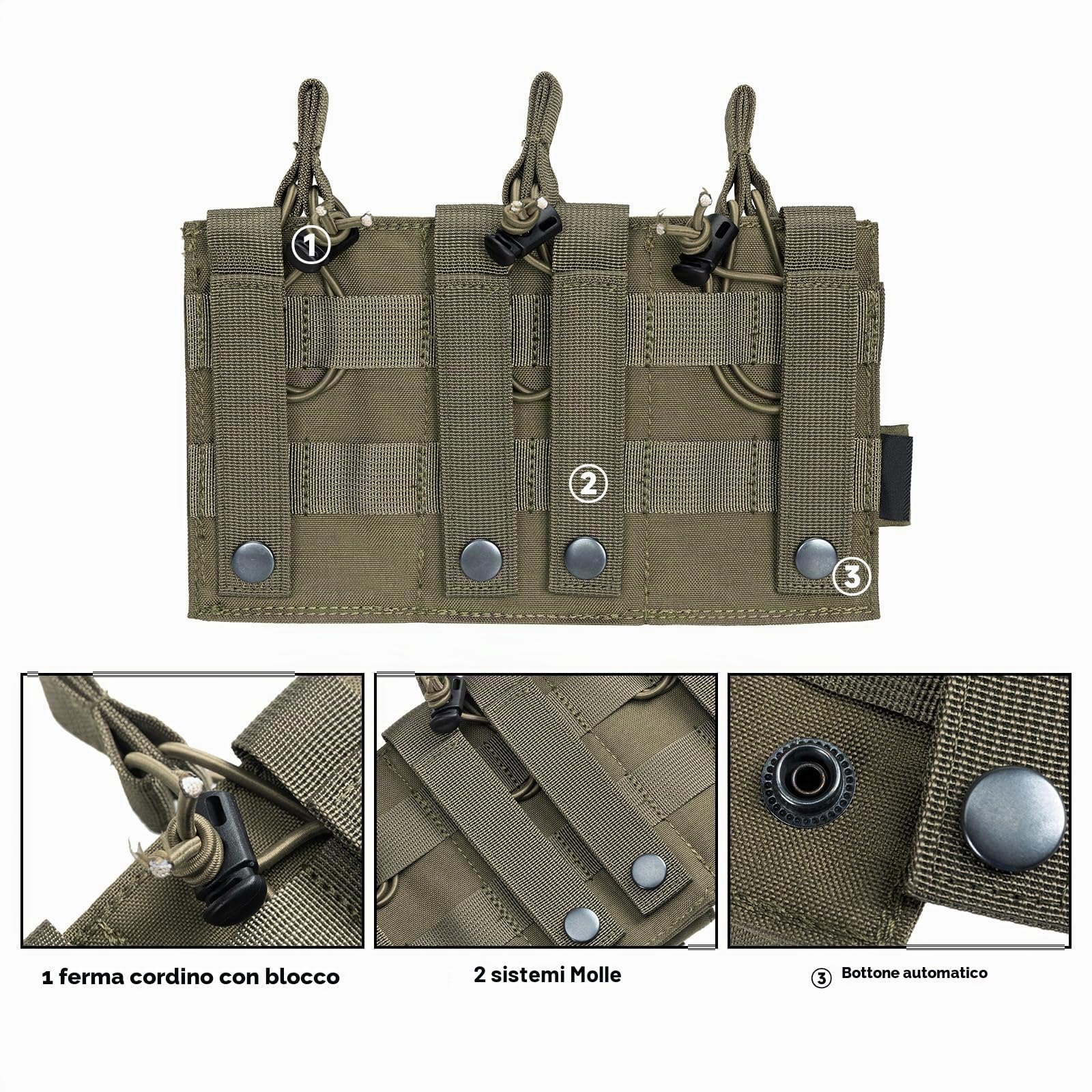 EXCELLENT ELITE SPANKER Custodia a Cielo Aperto per Caricatori Singoli/Doppi/Tripli Molle per M4 M14 M16 AK AR Elastico per Caricatori per Sacchetto Pistola Mag