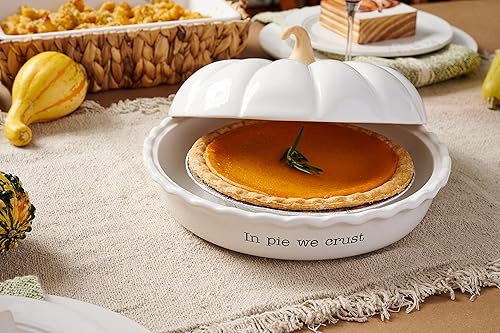 Miniatura 4 de Mud Pie Circa - Juego de platos para pastel de calabaza, blanco, 5.5 x 10.5 pulgadas de diámetro