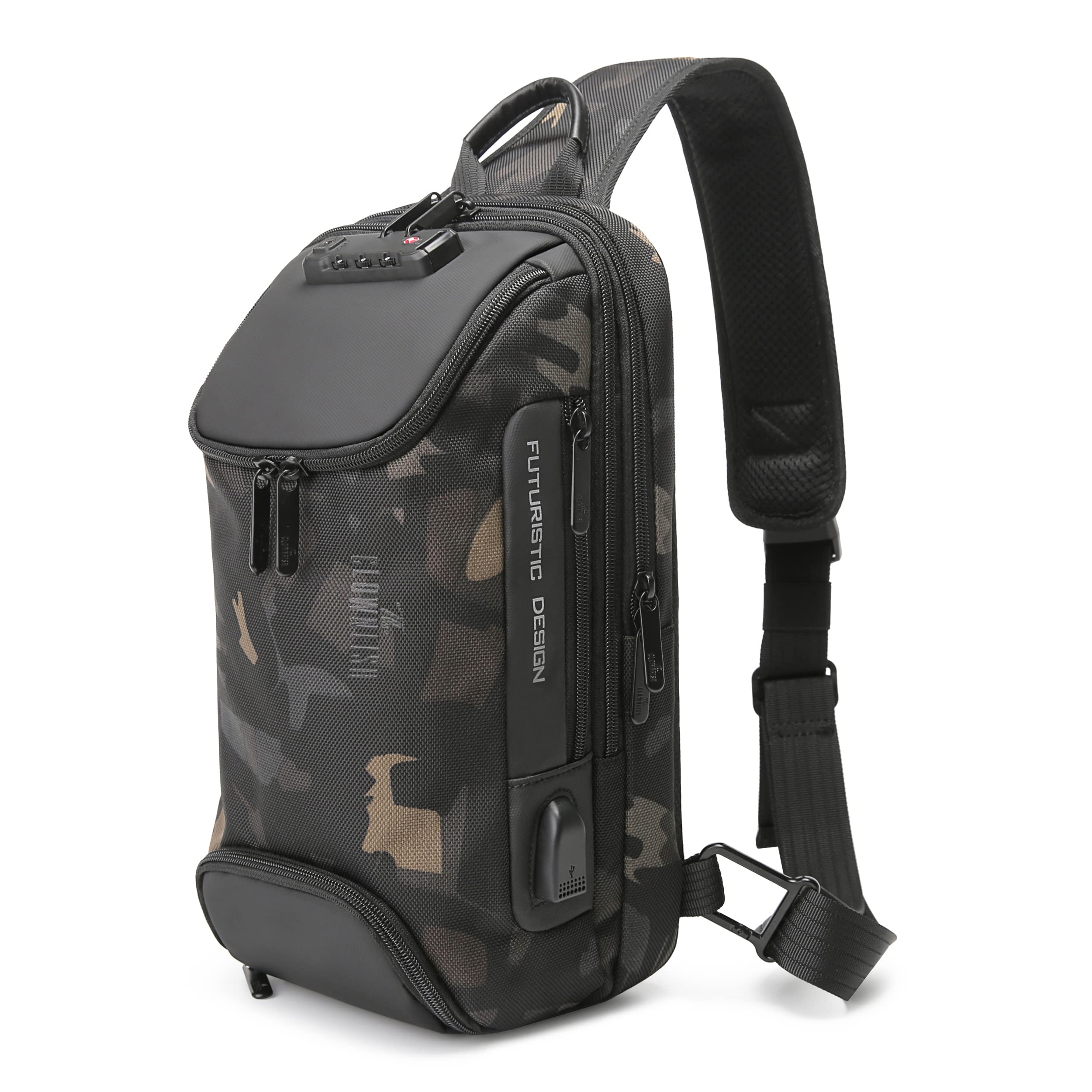 THE CLOWNFISH Bolsos bandolera, mochila bandolera, bolsa de hombro, bolsa de pecho, resistente al agua y a los arañazos, antirrobo con puerto USB, se adapta a iPad de hasta 11 pulgadas, bolsa