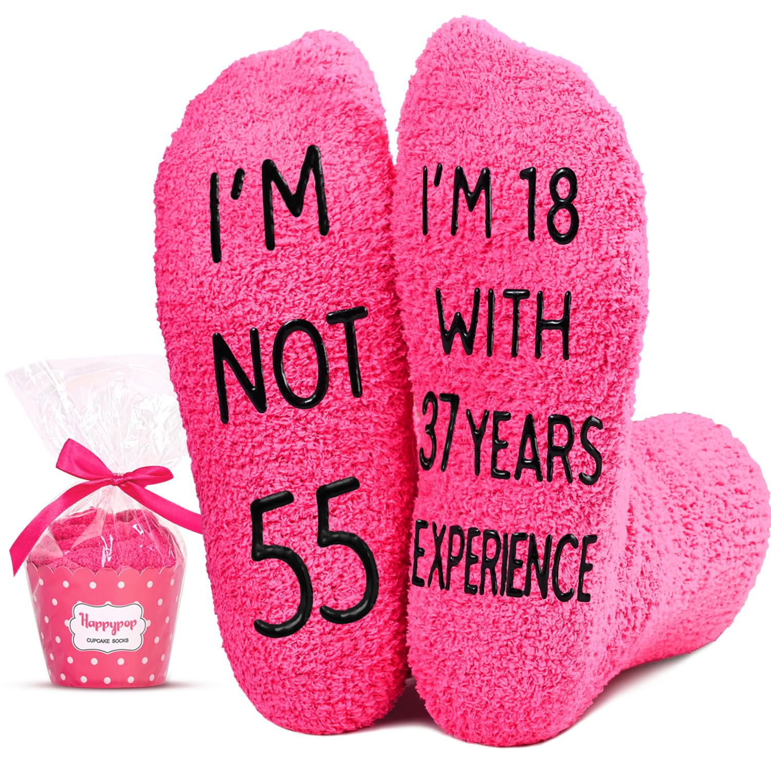 HAPPYPOP Birthday Gifts for Senior Women Men - Fuzzy Socks for Older Mom Dad, Cool Gifts for 55 Year Old Woman Man