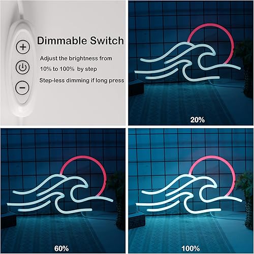 Miniatura 8 de Letreros de neón ondulados para decoración de pared, letrero de neón regulable con diseño de amanecer y atardecer, luces LED de arte ondulado para