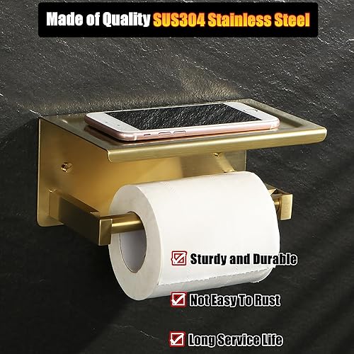 Miniatura 2 de Alise Soporte de papel higiénico tipo cerrado,Soporte de papel higiénico de baño con estante, SUS304 Soporte de rollo de papel higiénico de acero