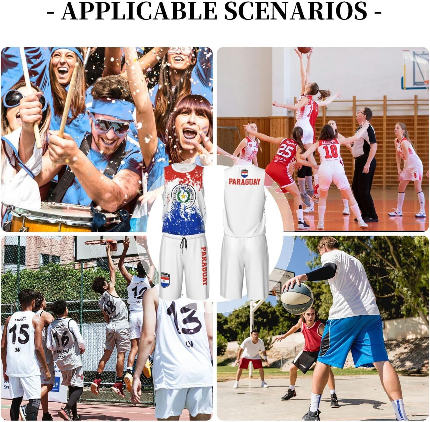 Paraguay Flag Grain (3) Basketball Jersey Uniform Suit for Men Adults Training Athletic Set