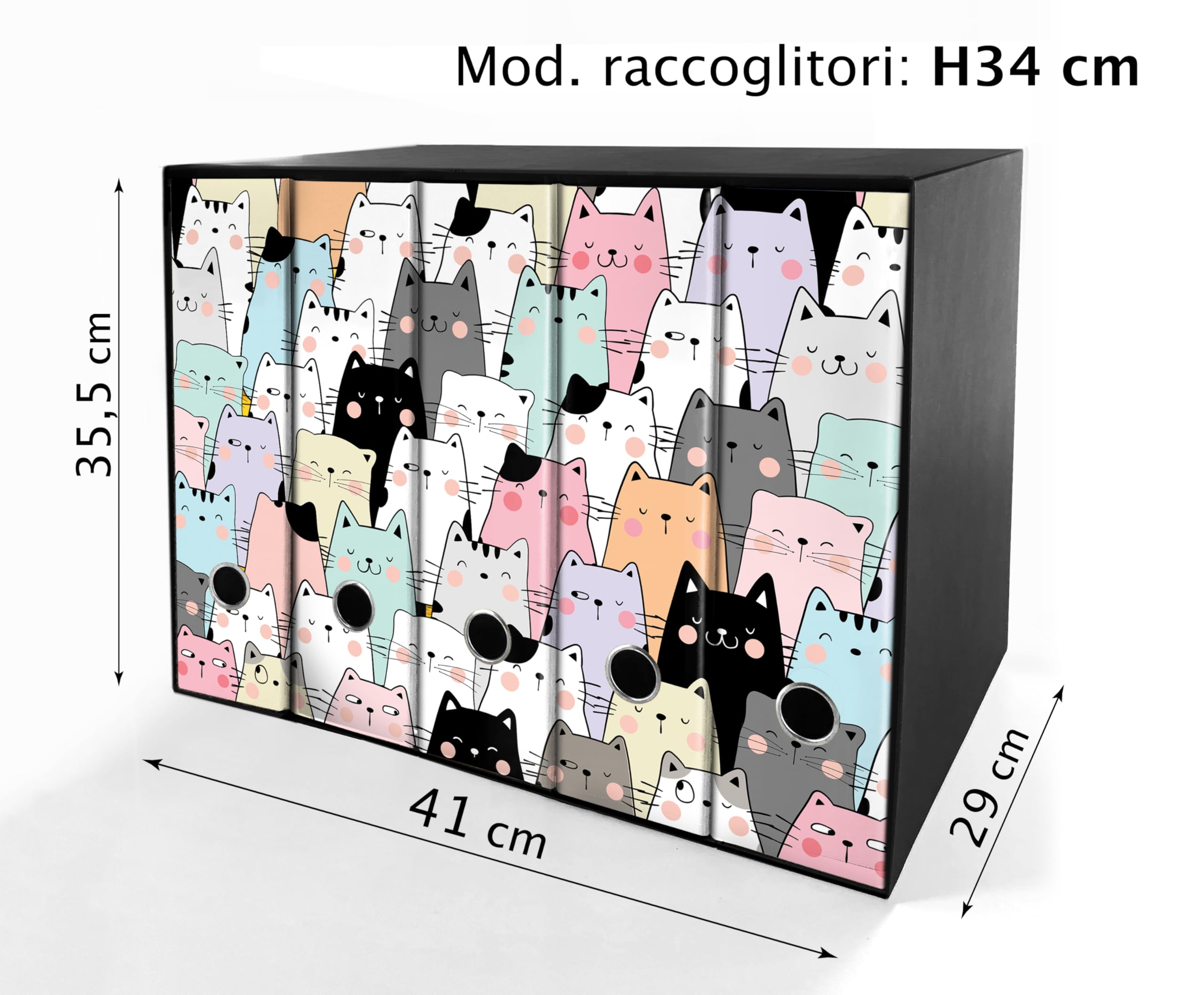 Set da 5 raccoglitori ad anelli - GATTONI (H34 cm con 2 anelli)