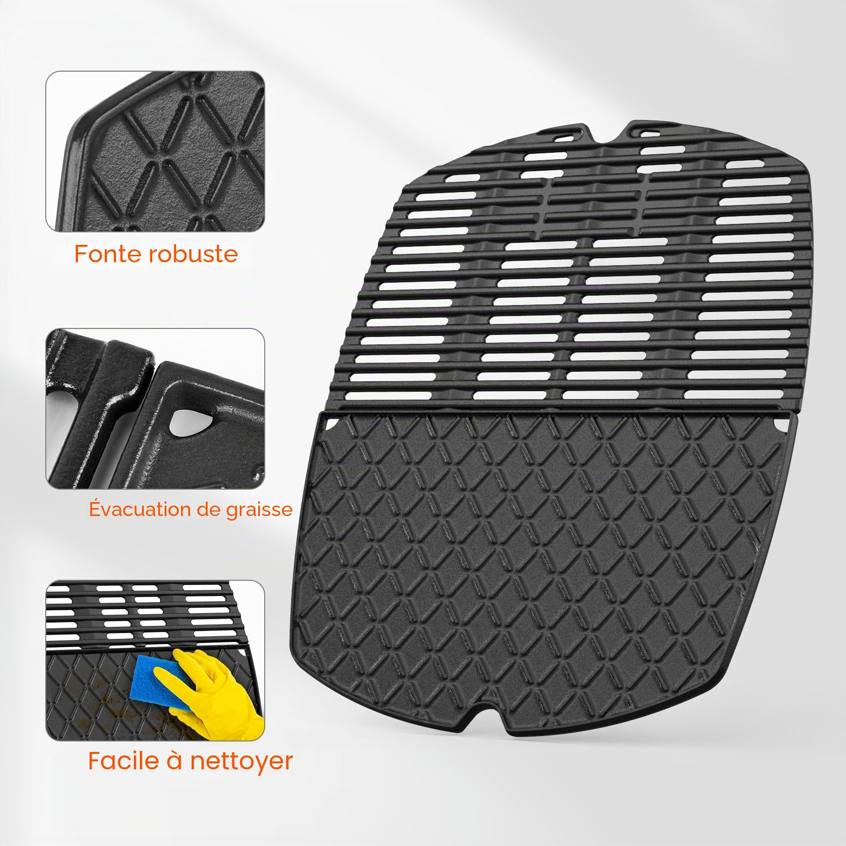 onlyfire Plaque de Cuisson Réversible Grille Weber Q 200/2000 Pièces Rechange 6559 7645 Barbecue Fonte
