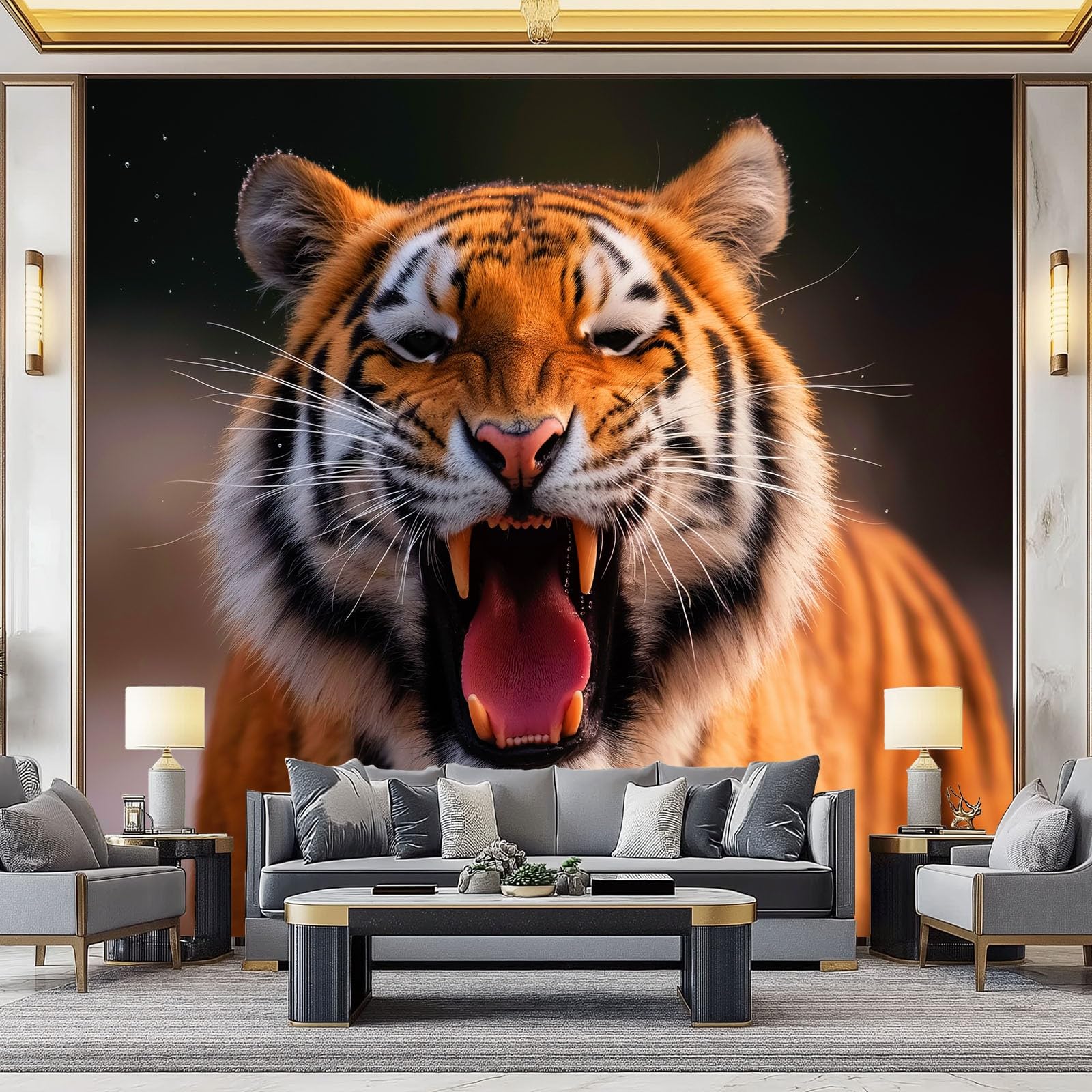 Mural Tapeta Zwierzę Tygrys 250x175 cm Sztuka Nowoczesna Fototapeta Ścienna, Włóknina Plakat Tapeta, Do Sypialni Salonu TV Tło Wystrój