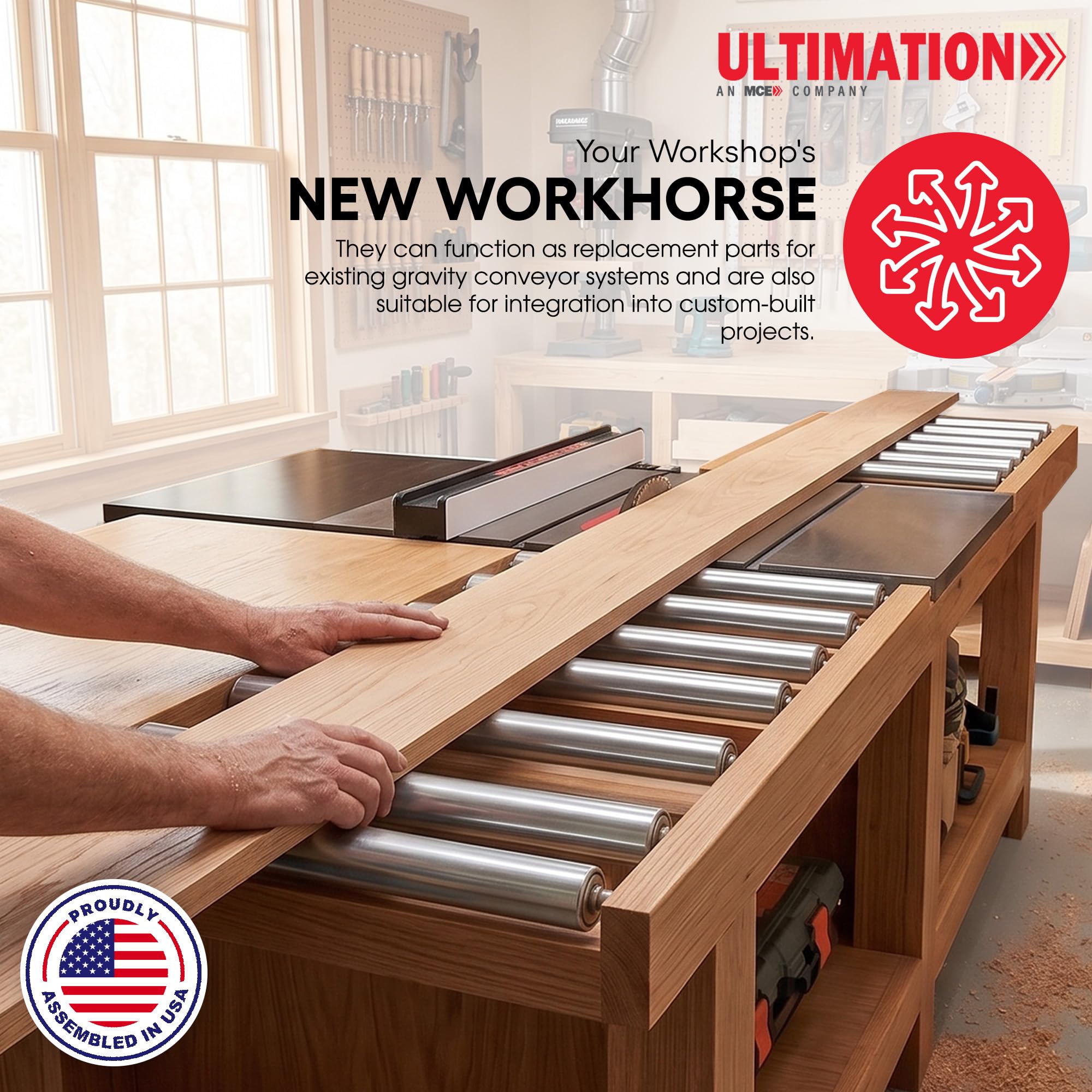 Ultimation Conveyor Rollers Galvanized Steel Replacement, 18 Ga. 22"|5 Pack — Amazon image 2