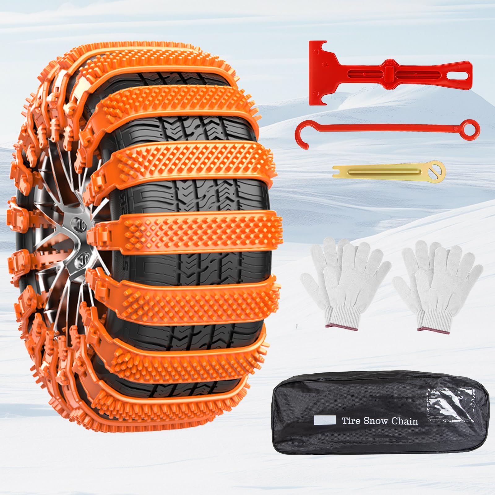 Cadenas de Nieve para Coche Ninonly 10Pcs Cadenas Nieve Universales para Vehículo Coche Camión SUV Ajustan para Neumáticos Ancho 165mm-255mm para Barro, Arena, Nieve, Hielo