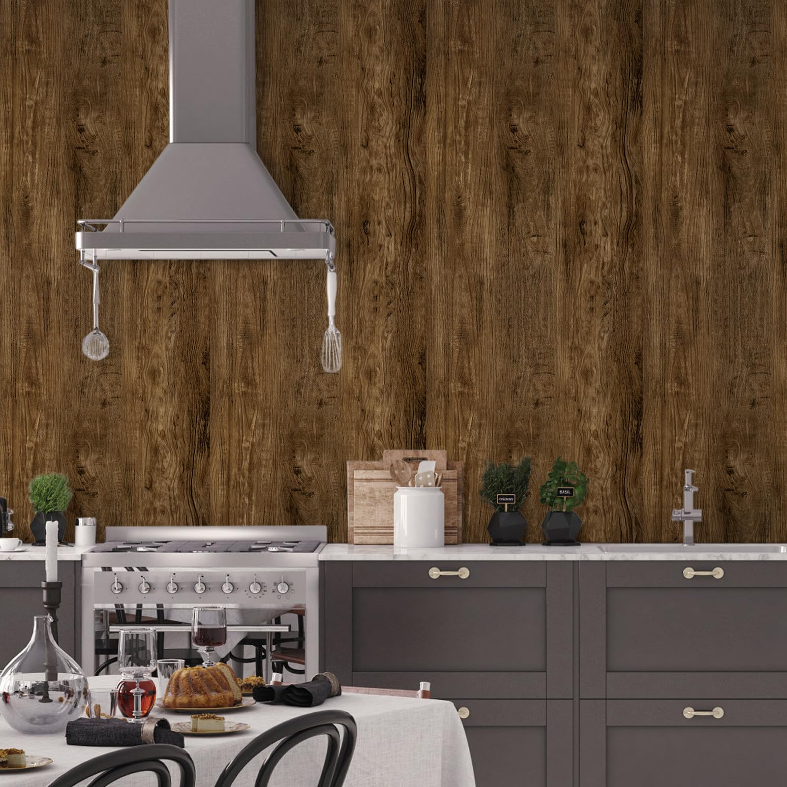 KINLO Zelfklevende meubelfolie, houtlook, folie, waterdicht, houtfolie