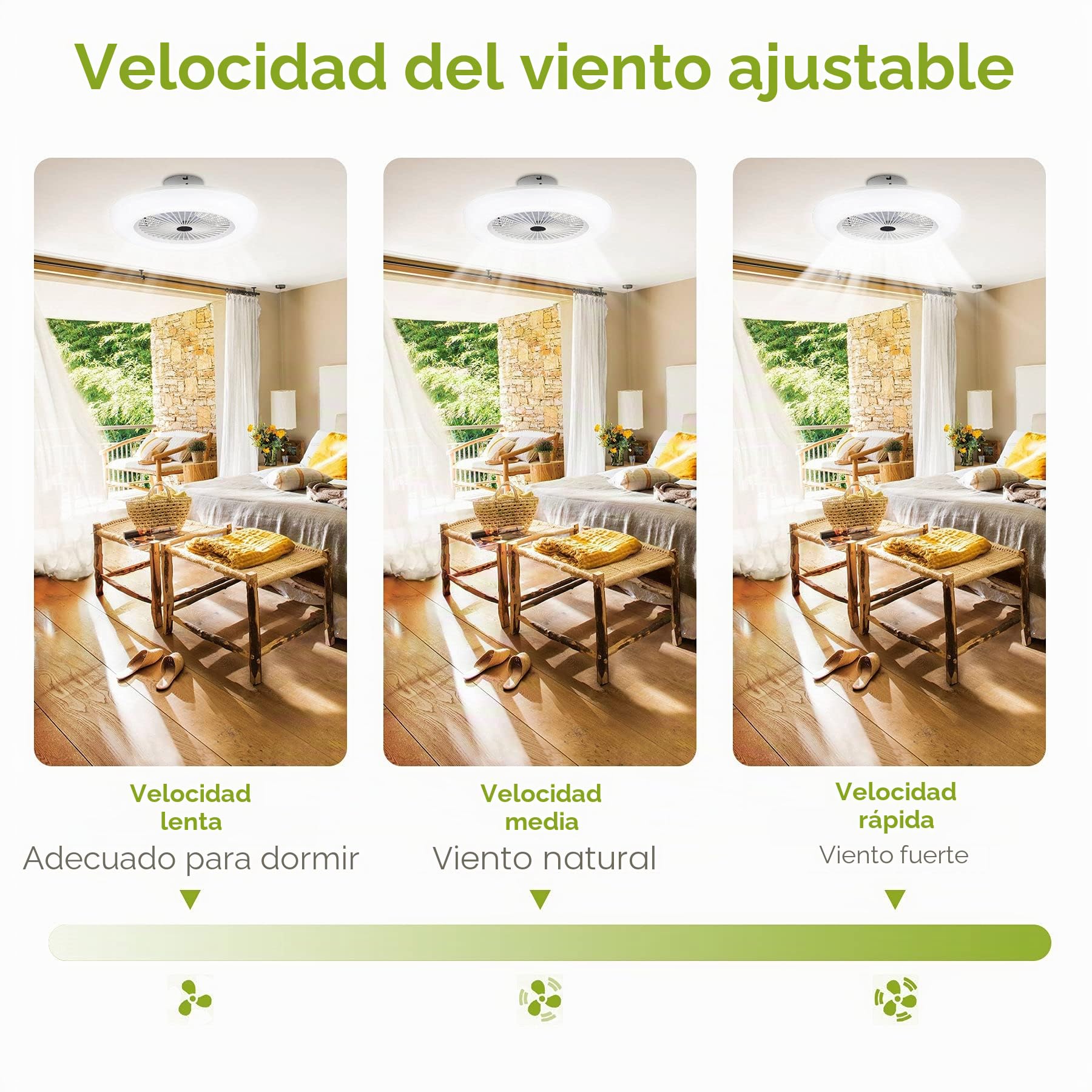 Lospitch Ventilador De Techo Con LED, 80W Regulable LED Ventiladores para el Techo con Lámpara, 3 Velocidades Ajustable, Con Mando a distancia para Dormitorio Sala Comedor (φ55CM)