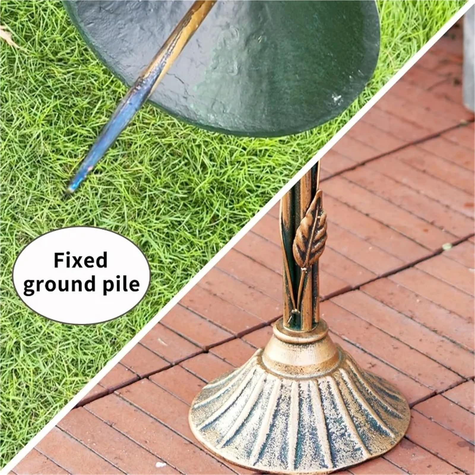 Metal Bebedero pajaros con Pie Baño for pájaros al Aire Libre con Base de Hierro Fundido 33,5 "H | Bandeja de cuenco de alimentación de pájaros de metal, decoración de patio de jardín de baño de pájaros de metal