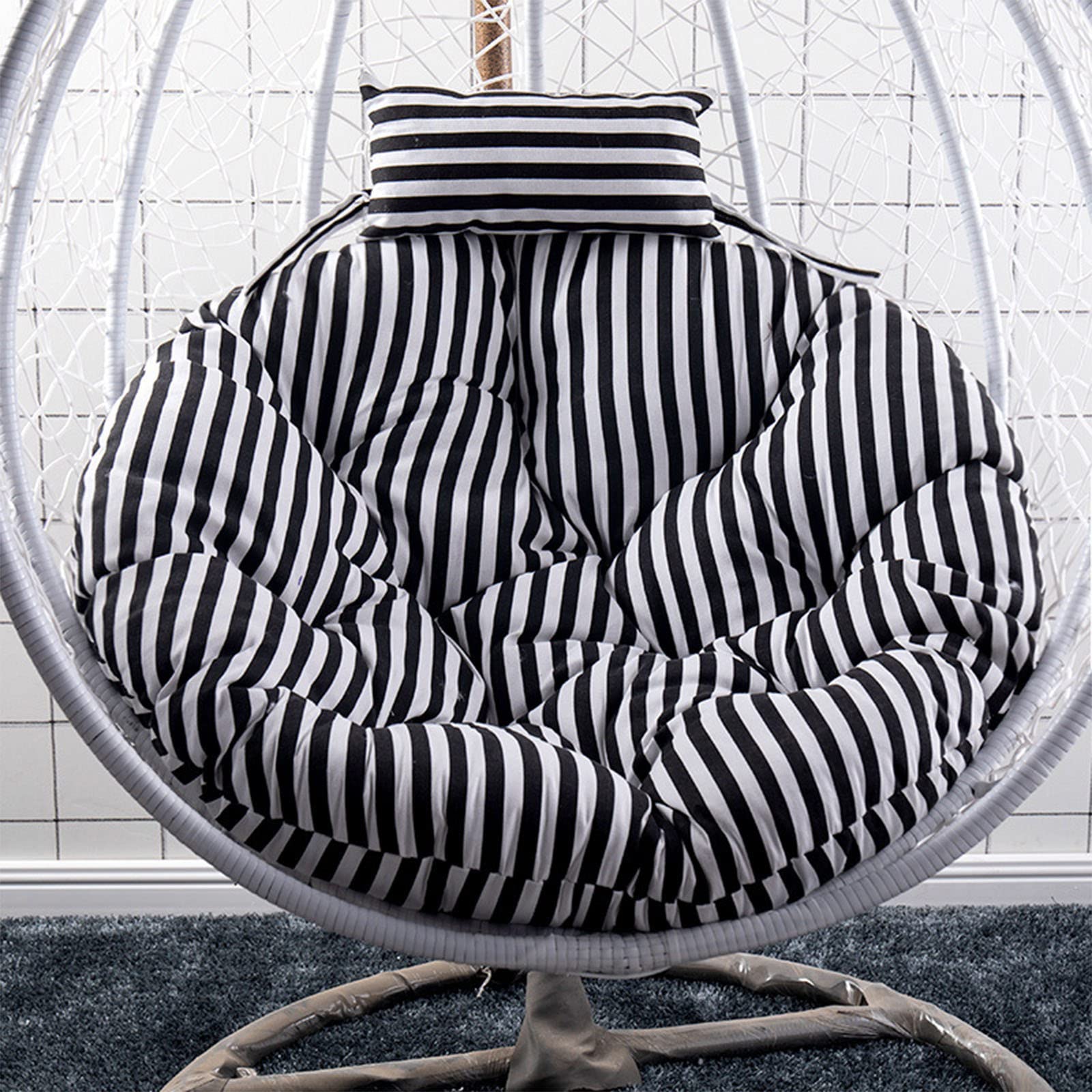 UGZXCVBN Egg Chair Cushion, Egg Chair Hanging Swing Cushion With Pillow Washable Floral Multicolor 105/120 cm(J,120cm)