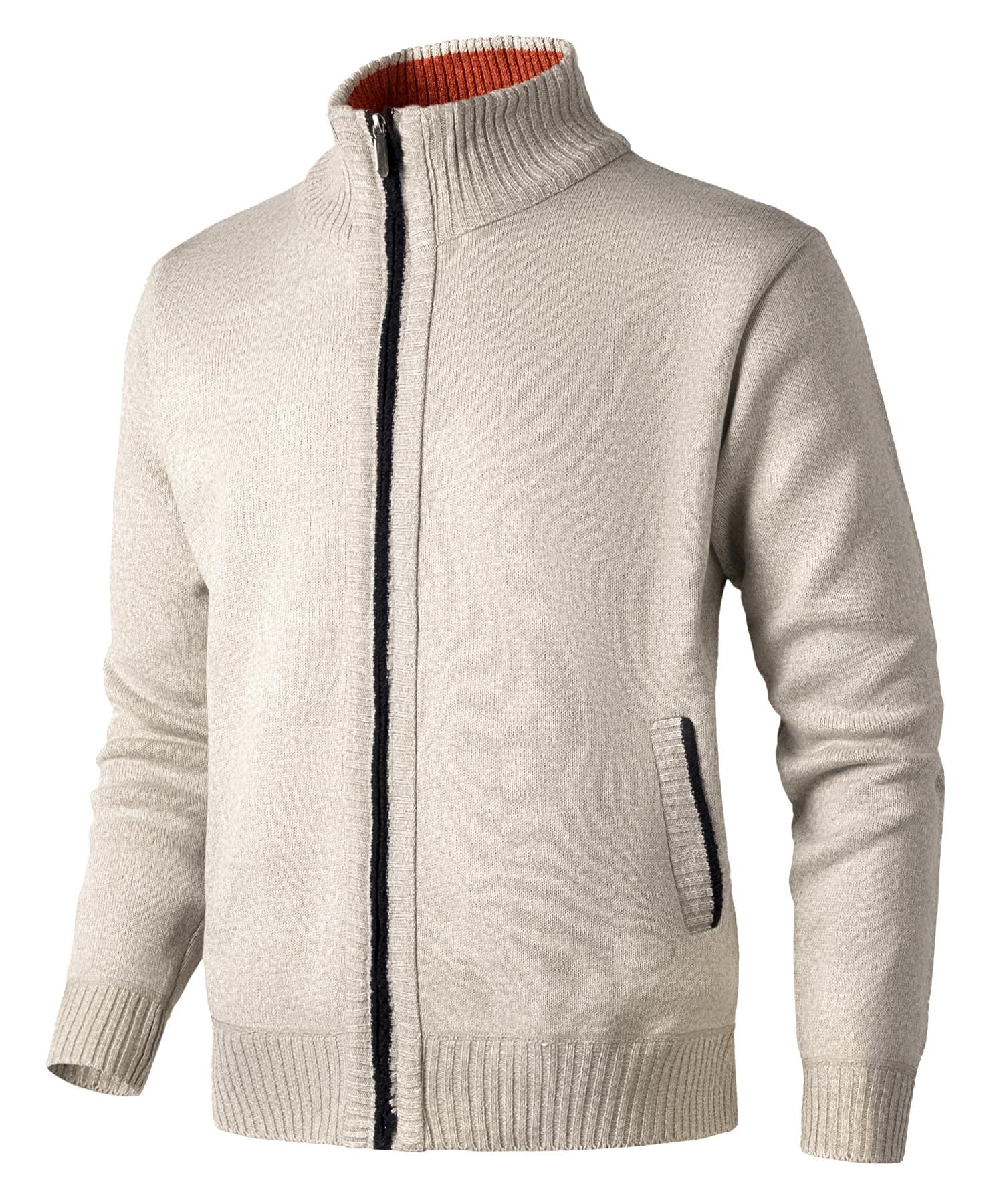 Hommes Cardigan Pulls Manteaux Tricoté Casual Ouvrez-Front Zippé Gilet Automne Hiver Chaud Pull Sweat avec Col Debout