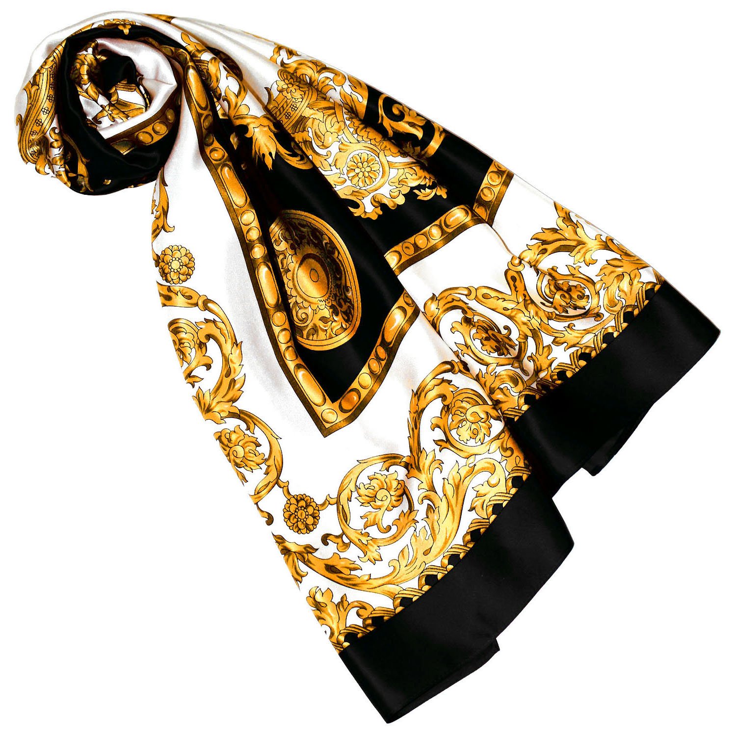 LORENZO CANA Foulard pour la femme – écharpe à la mode de 100% soie pour le printemps et l´été avec les mesures de 100 cm x 100 cm – soyeux, élégant et très coloré