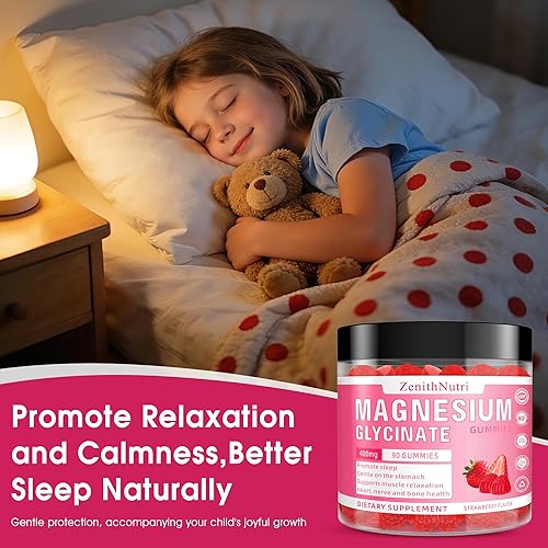 Miniatura 5 de Gomitas de glicinato de magnesio 400 mg con Ashwagandha, malato de magnesio y L-teanina para mujeres, hombres y niños adultos, suplementos complejos