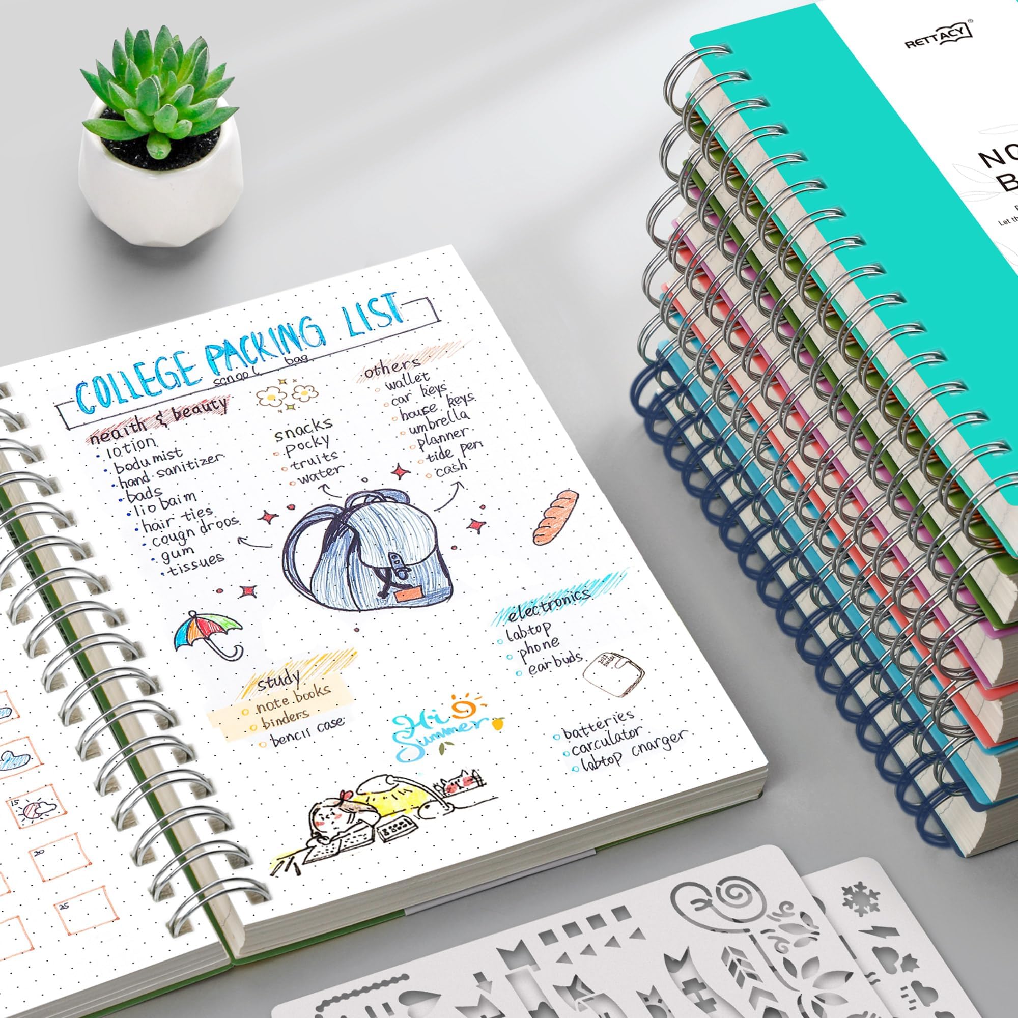 RETTACY A5 Dotted Notebook, Bullet Dot Grid Journal, Wirebound Spiral Notebooks 300Pages /150 Sheets for Writing,100gsm - Image 3