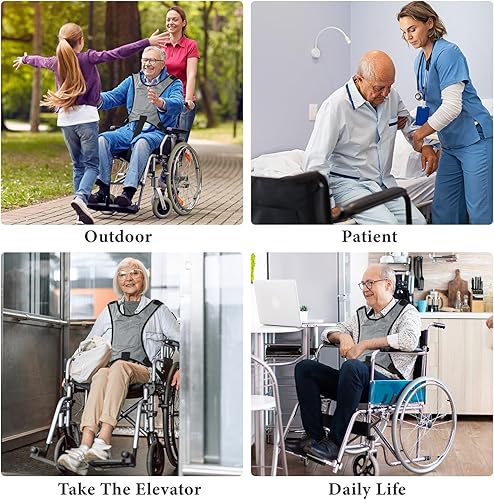 Miniatura 7 de Datanly Cinturón de seguridad para silla de ruedas, arnés de seguridad para ancianos, cinturón de seguridad anticaídas con correas ajustables,