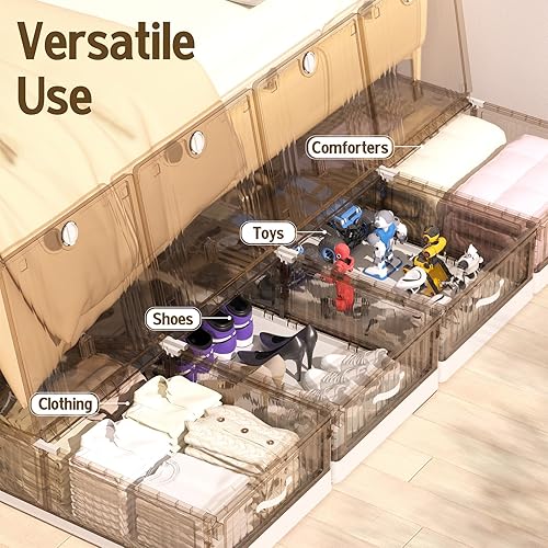 Miniatura 7 de Contenedores de almacenamiento grandes para debajo de la cama de 96.5 litros con ruedas, paquete de 2 contenedores apilables debajo de la cama con