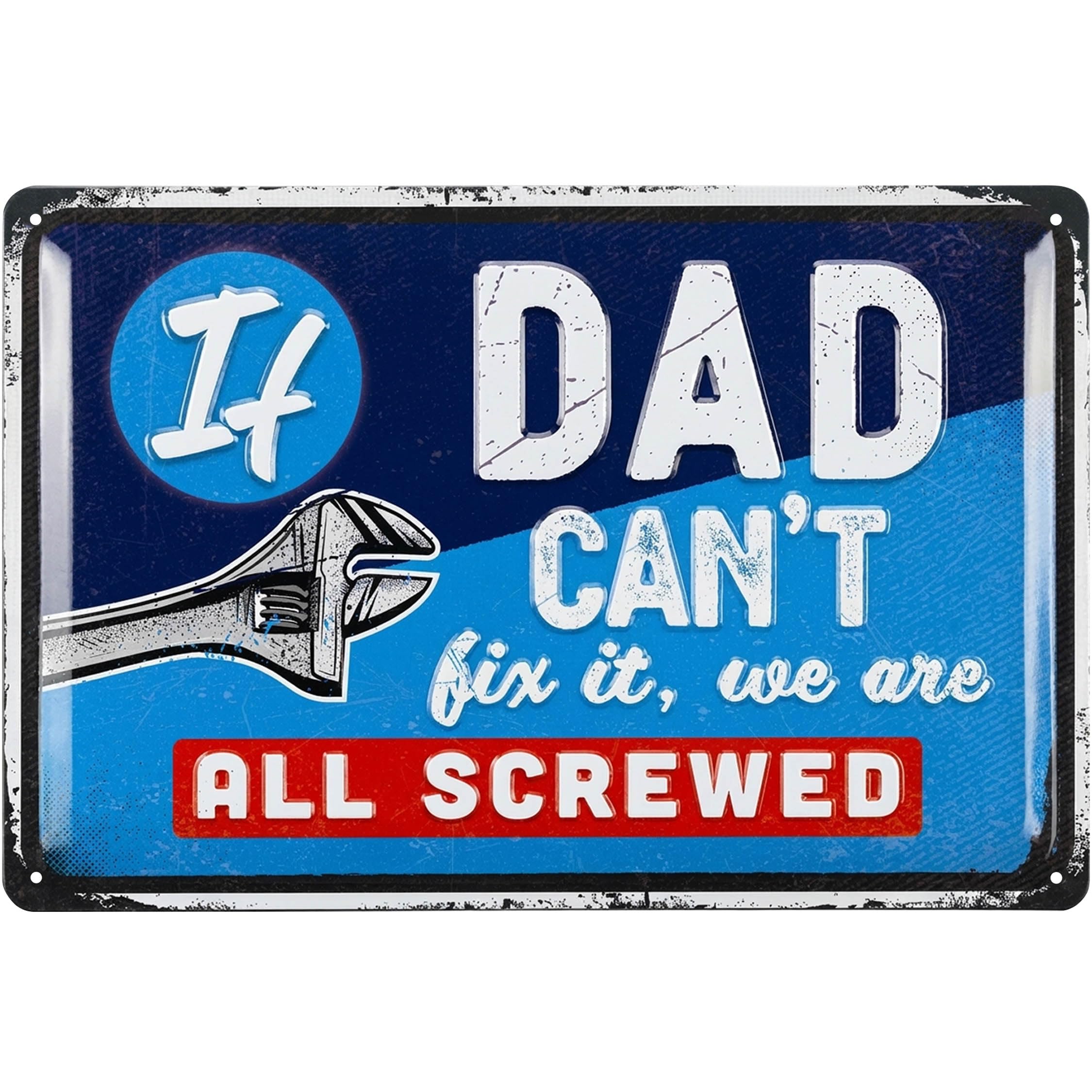 LANOLU Dad's Garage Metal Sign 'IF DAD CAN'T FIX IT', Perfect for Garage Decor, Gifts for Dad, Papa's Workshop Accessories, Dad Garage Sign Vintage Tin Sign 12x8"