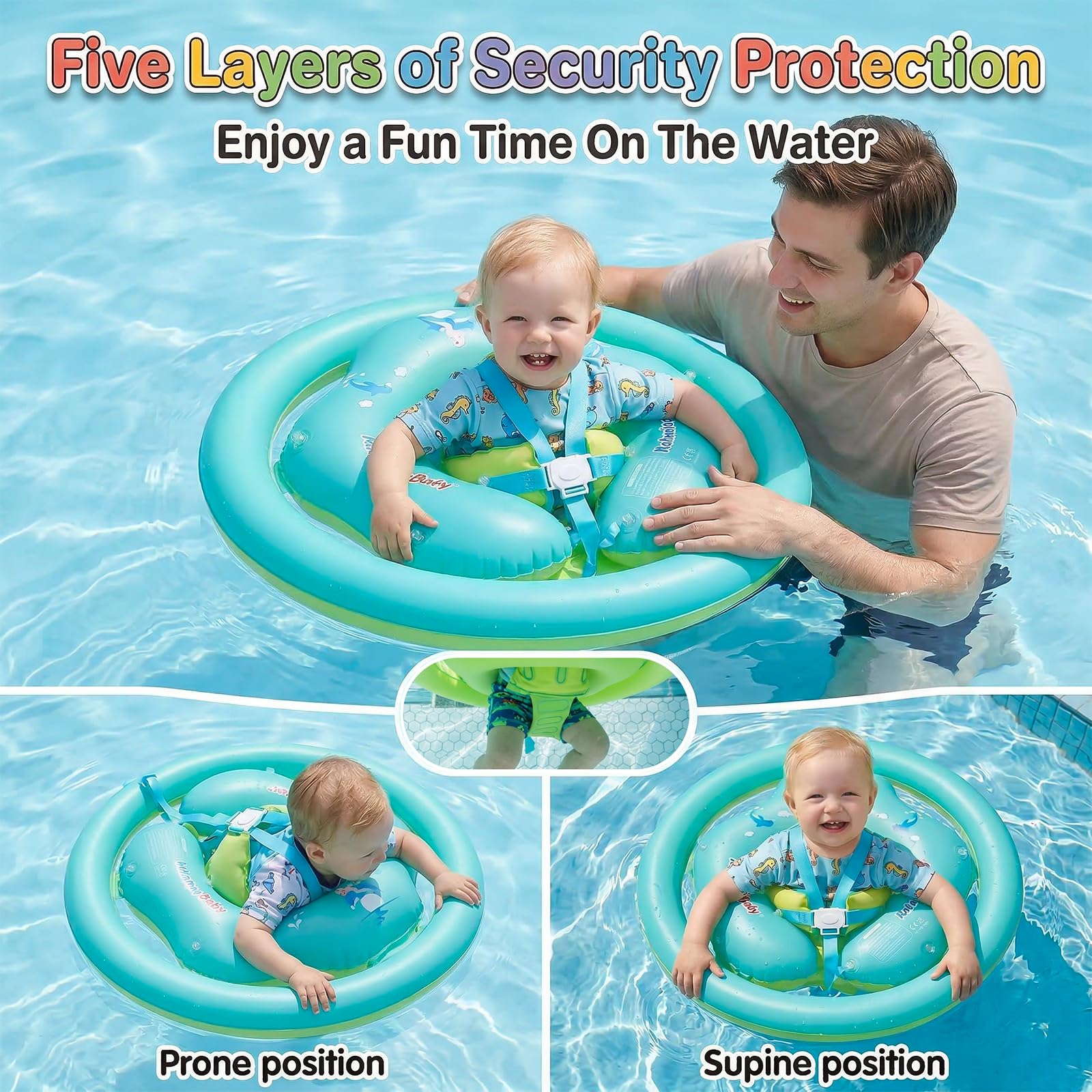 Flotador para Bebés con Parasol Extraíble UPF50+ Flotador para niños de 1 a 3 años (12 a 36 Meses). Asiento de Natación, Piscina Infantil, Juguete de Ayuda para Nadar, Flotador de Piscina.