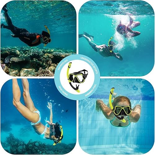 Miniatura 3 de Konelia Juego de 2 gafas de snorkel seco con vista panorámica panorámica, antivaho, gafas de natación para adultos y jóvenes