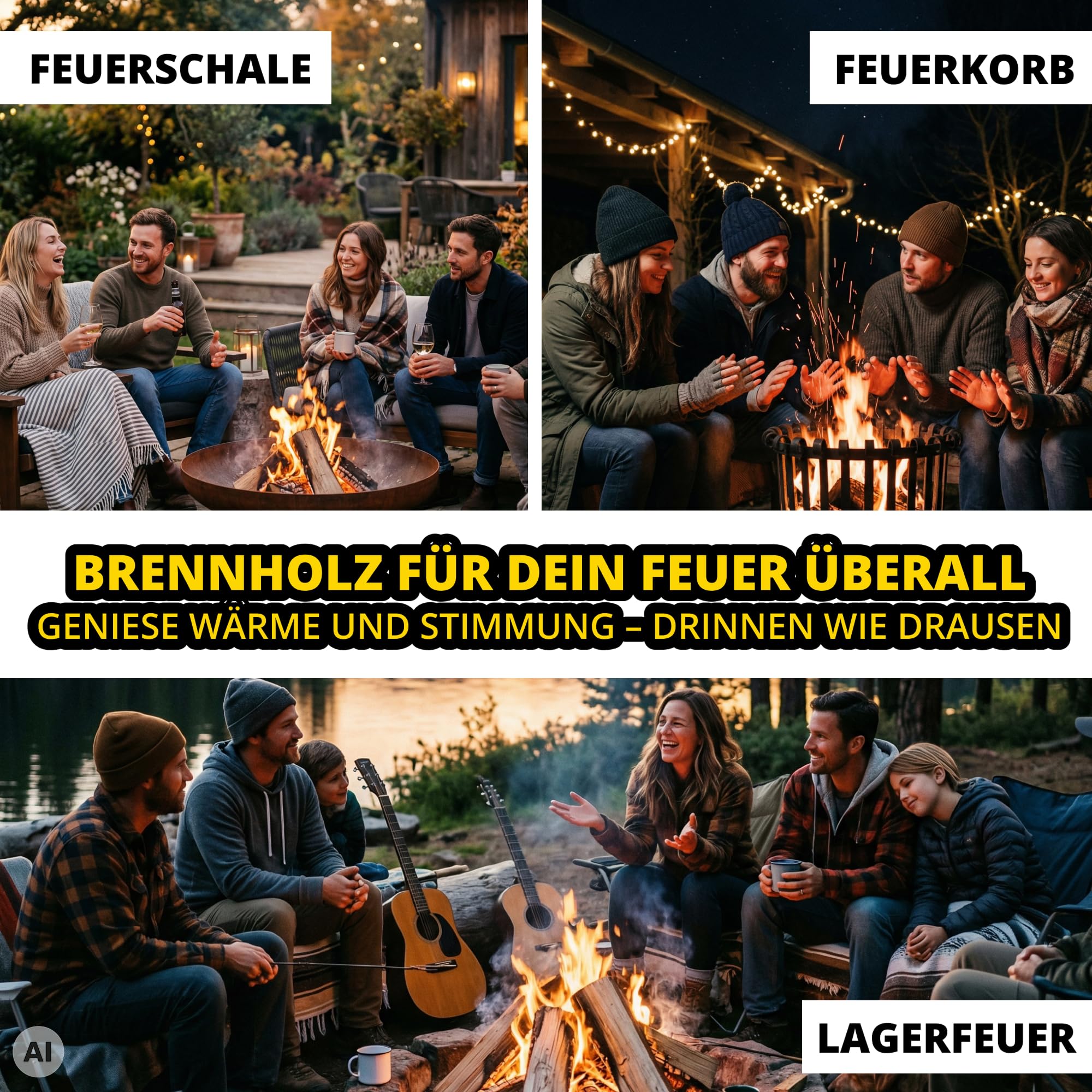 Brennholz Eichenholz Kaminholz - Grillholz 25 cm 60 kg | Hartholz Eichen Feuerholz | Holz für Grill Kamin Smoker Ofen | Firewood (60 kg)