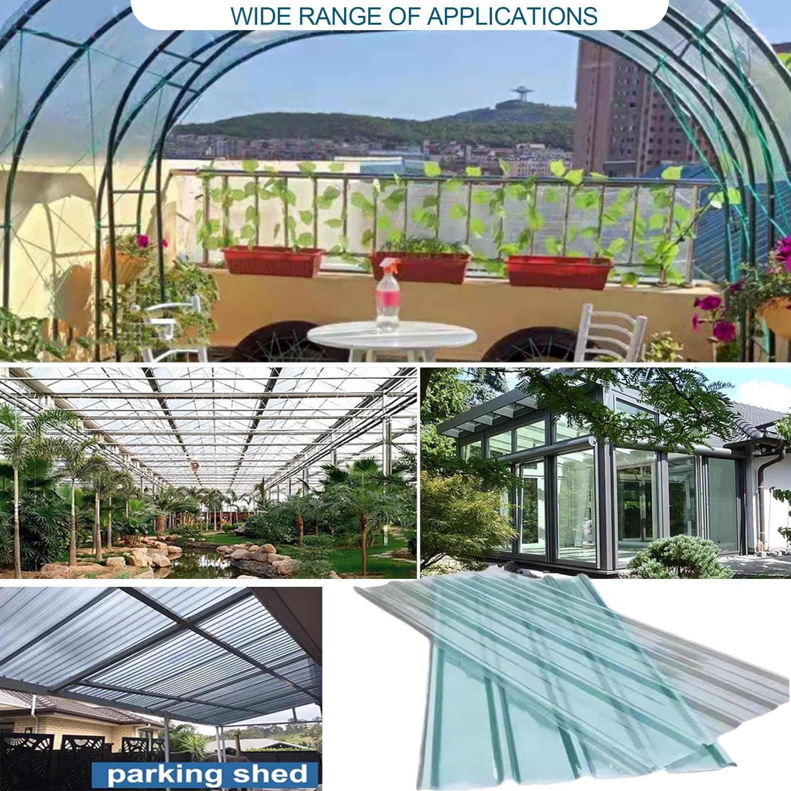 QWEASDF Paneles for Tejado de Alta Resistencia, Placa Ondulada Anti-UV, Chapas Perfiladas Techo Impermeable, FRP, Techo Cobertizo for Exteriores, Chapa Tejado(3pcs,0.9 * 0.6m/35 * 24in)