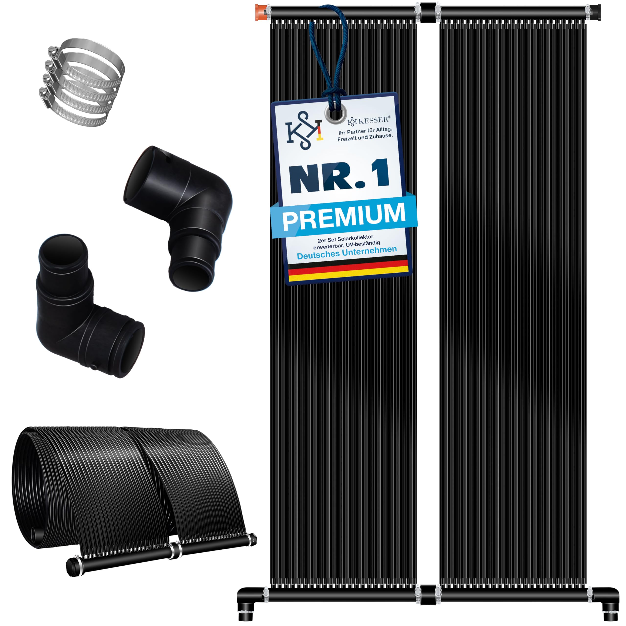 KESSER® Solarkollektor Poolheizung 300x70 cm, Pool Zubehör, Wärmepumpe Pool, Solar Poolheizer für Pools bis 12.000L, Pool Solarheizung erweiterbar, UV-beständiger Kunststoff, Schwimmbad Solarheizung